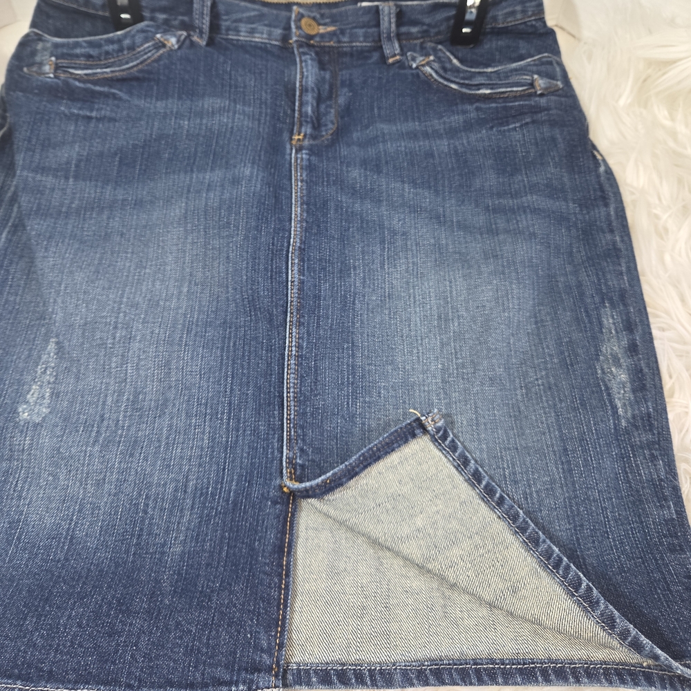Y2K VTG Ralph Lauren Polo Jeans Co. Dark Blue Denim Skirt, Size 10 - Picture 4 of 7